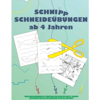 Abbildung von Schnipp Schneideübungen ab 4 Jahren: Augen Hand Koordination, Feinmotorik und Fingerfertigkeits Training zur Vorbereitung auf den Kindergarten die Vorschule