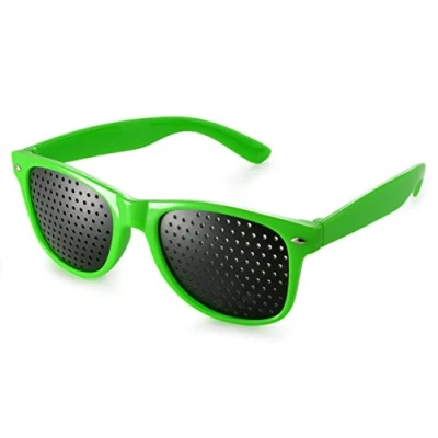Abbildung von Raster Brille/Loch Brille für Augen Training und Entspannung, Gitter mit faltbaren Bügeln, Pinehole Glasses, Form B, Farbe: grün
