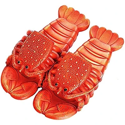 Abbildung von Asifn Hummer Flip Flops Kinder Hausschuhe Sommer lustige Tier Süße Strandschuhe Damen Weiche Kreative Duschsandalen Herren Lässige Wasserdichte（Rot,44/45 EU