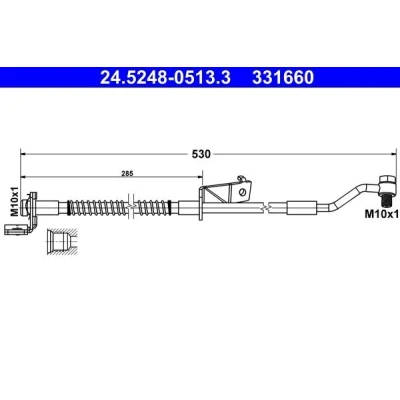 Abbildung von ATE 24.5248 0513.3 Bremsschläuche 530 M10x1 HYUNDAI: i20 I Hatchback