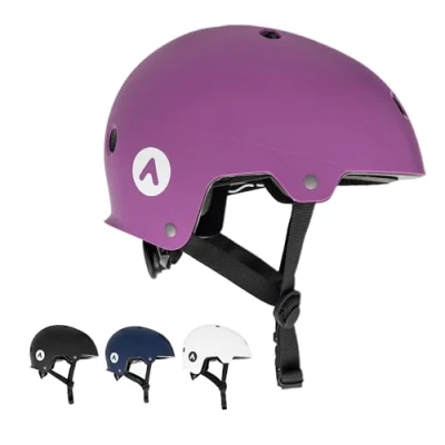 Abbildung von ATTABO Genes Helm für Skateboard und Scooter Größe M Violett MTB mit ABS Hartschalentechnologie 11 Lüftungslöchern Verstellbar Drehknopf Langlebiges Material Sicherheit