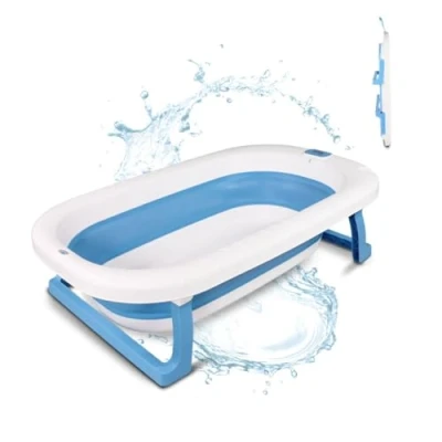 Abbildung von Mobiclinic® Kids, Badewanne Baby, Faltbare Bubba, Rutschfeste Innenausstattung, Leicht zu transportieren, Hängebügel, Europäische Marke, Inklusive Abflussrohr, Füße, Sicher, Farbe Blau