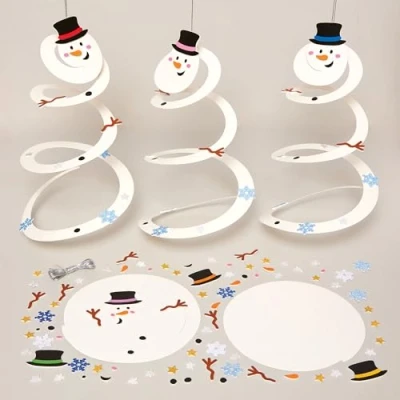 Abbildung von Baker Ross FX865 Schneemann Spiraldeko Sets Packung mit 8, Weihnachts Kunsthandwerk Deko für Kinder
