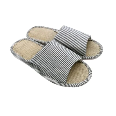 Abbildung von AioTio Frauen und Männer Cotton Flachs Casual weiches Licht offene Zehe Hausschuhe Bequeme atmungsaktive Anti Rutsch für Indoor Outdoor(40/41 EU,Marine)