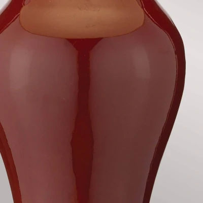 Abbildung von Elstead Lighting DL MAJIN SMALL TL OXB Tischleuchte OXBLOOD E27 1x60W Holz, Porzellan Ochsenblut, Polycotton creme, burgunderrot, gold H:56cm B:36cm