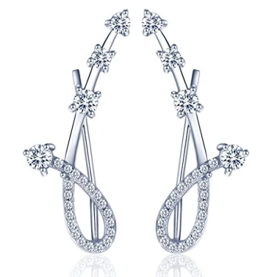 Abbildung von Yumilok 925 Sterling Silber Zirkonia Musiknote Ohrstecker Ohrklemme Ohrringe Hypoallergen Ohrschmuck Ear Cuffs für Damen Frauen Mädchen