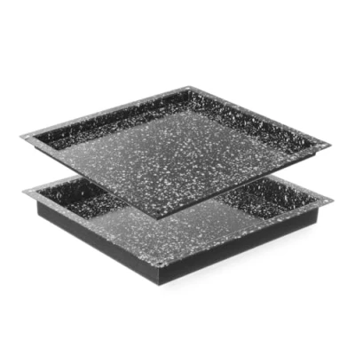 Abbildung von HENDI Gastronorm Tray, CONVECTOMAT, hitzebeständig bis 300C, backofengeeignet, Antihaftbeschichtung, mit erhöhtem Rand, GN 2/3, 345x325x(H)40mm, emaillierter Stahl