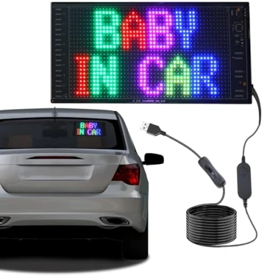 Abbildung von Rupse LED Laufschrift, Flexibler Anzeigetafel mit Bluetooth Smart App,LED Namensschild Programmierbar, Schild für Auto, LKW,Geschäft, Bar, Graffiti, Text, Animation Anzeige,27 * 12cm