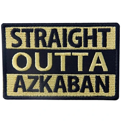 Abbildung von Taktisch Straight Outta Azkaban Militär Bestickter Aufnäher mit Haken und Flauschbänder