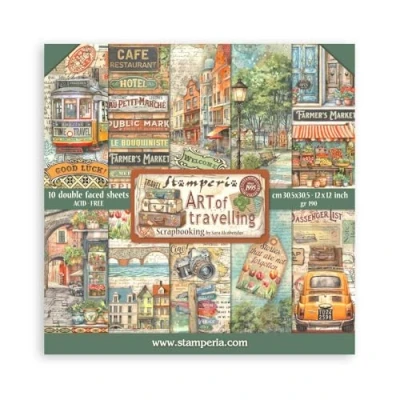 Abbildung von Stamperia Scrapbook Paper Pad for Scrapbooking, Albums, Card Making, Bullet Journals, and More, Acid Free, Double Sided, Perfect Hobbies, Crafts, Gifting (Art of Travelling) (30.5 x 30.5cm)
