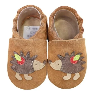Abbildung von HOBEA Germany Krabbelschuhe für Jungs und Mädchen in verschiedenen Designs, Modell Schuhe:Igel braun, Schuhgröße:24/25