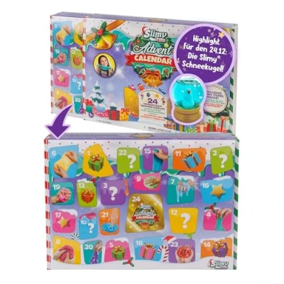 Abbildung von SLIMY Adventskalender Limited Edition mit 24 verschiedenen Spielmassen Original Slime Geschenk Set, weihnachtlicher Spielspaß für Kinder Schleim (ab 3 Jahren)