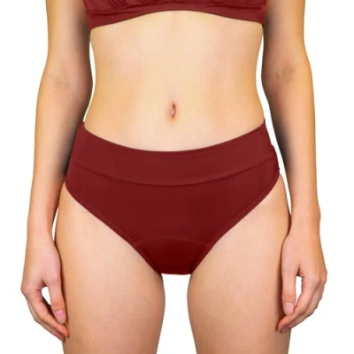 Abbildung von MYLILY Perioden Bikinihosen für Damen Rot Bademode zum Schwimmen Basic Slip Bikinihose Period Swimwear (XS)