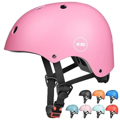 Abbildung von XJD Fahrradhelm Kinder Jugend Kinderhelm Einstellbare Skateboard Helm Skaterhelm für Fahrrad Scooter Roller Kinderfahrradhelm 3 13 Alt Mädchen und Jungen (S: 51 54 cm, Rosa)