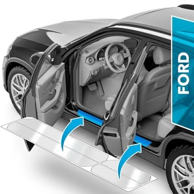 Abbildung von uProtect Auto Einstiegsleisten Schutz für Ford Puma I 2019 2024 Schutzfolie Autotür Zubehör Zierleisten Lackschutzfolie Transparent