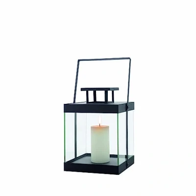Abbildung von blomus FINCA Laterne S aus pulverbeschichtetem Metall, Windlicht, exklusive Optik, modernes Wohnaccessoire, stimmungsvolle Atmosphäre, Indoor Nutzung (H / B T: 29,5 x 22 cm, Schwarz, 63686)