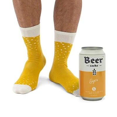 Abbildung von Luckies Lustige Bier Socken für Herren, Baumwolle, Gelb, Einheitsgröße Beer Socks