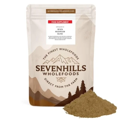 Abbildung von Sevenhills Wholefoods Bio 7 Pilz Pulver Mischung 200g, Reishi, Chaga, Shiitake, Maitake, Löwenmähne, Cordyceps &amp; Tremella