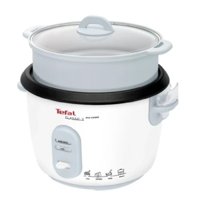Abbildung von Tefal RK1011 Reiskocher Voreingestellte Kochprogramme 10 Tassen Fassungsvermögen (1,8 l) Manuelle Anpassungen Perfekt kochender Reis Dampfkorb im Lieferumfang enthalten 700W