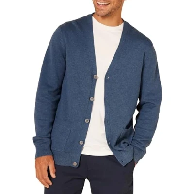 Abbildung von Amazon Essentials Herren Baumwollstrickjacken, Blau Heide, XS