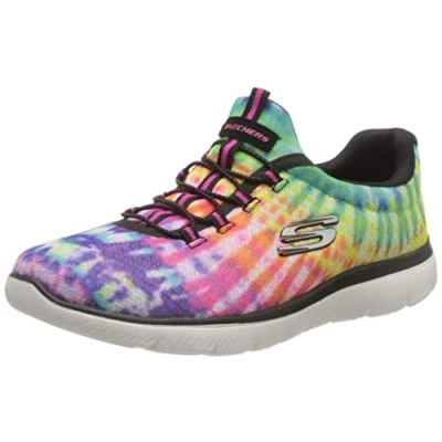 Abbildung von Skechers Damen Summits Looking Groovy Sneaker, Black Multi, 39 EU