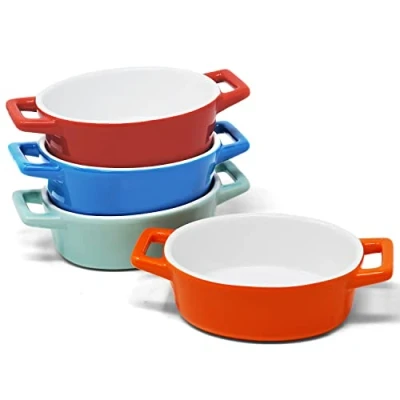 Abbildung von Joeji&#039;s Kitchen 4er Set Mini Auflaufform Backform Kleine auflaufförmchen Keramik für den Backofen Ideal fur Souffle Creme Brulee Lasagne Tiramisu Pudding Kinderportion