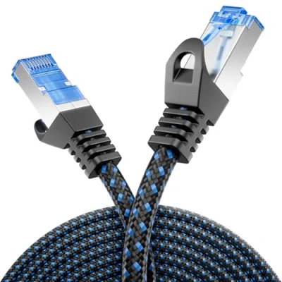 Abbildung von deleyCON 1,5m CAT 8.1 Patchkabel (40 Gbps, 2000 MHz, Gigabit, Kupfer) LAN Kabel Ethernet RJ45 Netzwerkkabel S/FTP PIMF CAT8 Schwarz