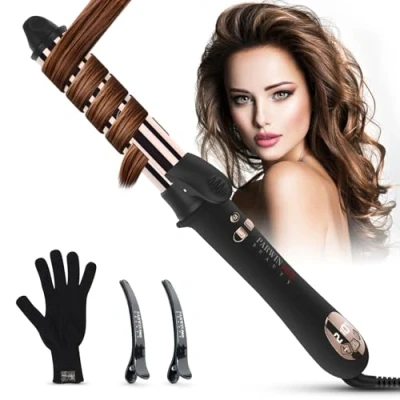 Abbildung von 360 Rotierender Lockenstab Automatisch, PARWIN PRO BEAUTY Curling Iron 25mm, Nano Titan Beschichtung, Hair Curler mit LCD Display, 120 210℃