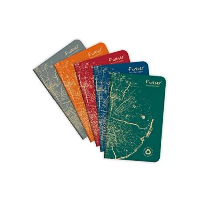 Abbildung von Clairefontaine 68492C Packung mit 5 Heften FOREVER Premium 9x14cm, 90g Recycling Papier, 48 Blatt, kariert, farbig sortiert, 1 Pack