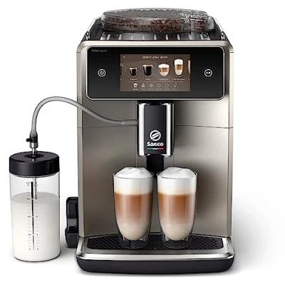 Abbildung von Saeco Xelsis Deluxe Kaffeevollautomat WLAN Konnektivität, 22 Kaffeespezialitäten, Intuitives 5&quot; Touchdisplay, 8 Benutzerprofile, Keramikmahlwerk, ‎Metall (SM8782/30)