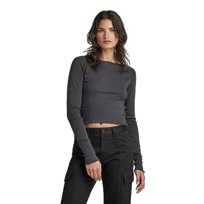 Abbildung von G Star Cropped Raglan Langarmshirt, Damen, Größe: Large, Shadow