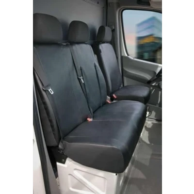 Abbildung von Walser Transporter Sitzbezüge Auto für VW Crafter, Mercedes Sprinter, 1 Einzelsitz (Aussparung Armlehne) &amp; Doppelbank, aus Kunstleder, Sitzschoner Auto, Sitzauflagen