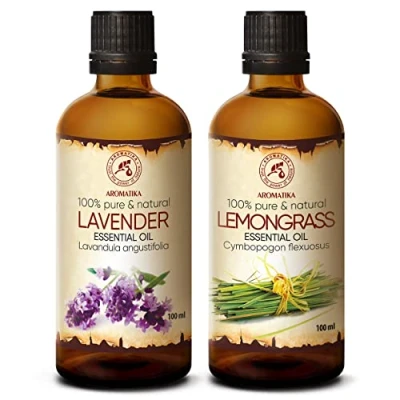 Abbildung von Ätherische Öle Set 2x100ml Ätherisches Lavendelöl und Zitronengras Öl Aromatherapie GeschenkSet für Diffuser Diffusers Seifenherstellung Kerzen Romantik Duftlampe