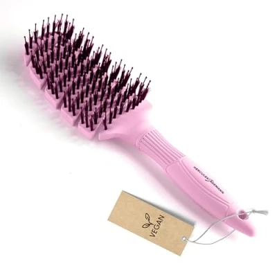 Abbildung von HERCULES SÄGEMANN Flexy Shape Brush (breit) Haarbürste zum extra sanften Entwirren. mit ergonomischem Griff, veganen Borsten und Nylonpins für gesundes Haar Farbe: Soft Pink