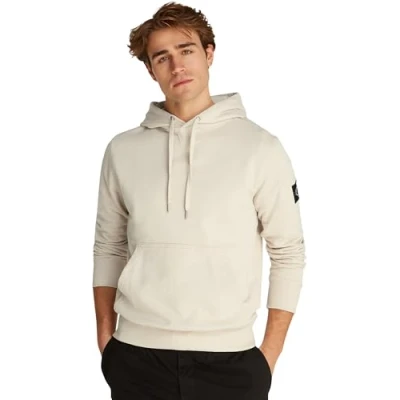 Abbildung von Calvin Klein Jeans Badge Hoodie Sweatshirt, Herren, Größe: XL, Oatmeal