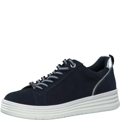 Abbildung von MARCO TOZZI Damen Plateau Sneaker mit Schnürsenkeln Bequem, Blau (Navy Comb), 37 EU