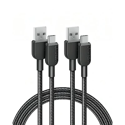 Abbildung von Anker USB C Ladekabel, [2er Set, 180cm] 310 auf Kabel, A für iPhone 16/15, Galaxy Note 10/Note 9/S10+/S10, Huawei, LG V30, Smartphone