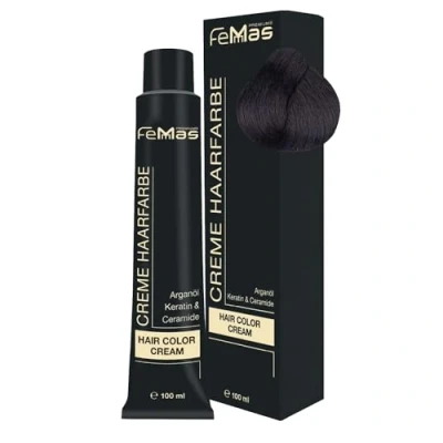 Abbildung von FemMas Haarfarbe Dunkelbraun Schokolade Intensiv 3.99 I Professionelle Creme mit Arganöl, Keratin &amp; Ceramiden dauerthafte Haarfärbung oder Tönung für strahlende Farbergebnisse 100 ml