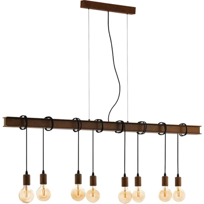 Abbildung von EGLO Hängeleuchte "TOWNSHEND 4 Deckenlampe, Stahl, Vintage, E27, Esszimmerlampe, Lampe" E27 1 Stk. Hängeleuchte, L150 x B14 H110cm, antik-braun, schwarz, 8X60W exkl.