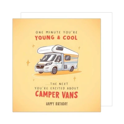 Abbildung von Edition Seidel Premium quadratische Geburtstagskarte mit Umschlag. Glückwunschkarte Happy Birthday Billet Karte Spruch für Mann Frau Camper Van lustig Humor (GQ341 SW024)
