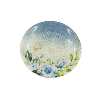 Abbildung von Kaladia Keramik Reibeteller/Keramikhobel ideal für Ingwer, Parmesan etc. in Blau mit blauer Blume Durchmesser: 12 cm handgemacht &amp; handbemalt Made Spain