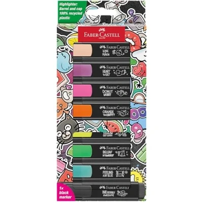 Abbildung von Faber Castell 254692 Textmarker Set Graffiti, 8 Leuchtmarker mit langlebiger Keilspitze, Strichbreite 1 5 mm, nachfüllbar