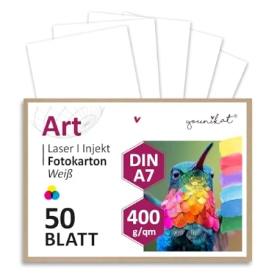 Abbildung von younikat 50er Set blanko Bastelkarton I DIN A7 400 g DIY Karte zum Selbstgestalten Basteln Malen und Beschreiben für Scrapbooking vieles mehr weiß dv_1005