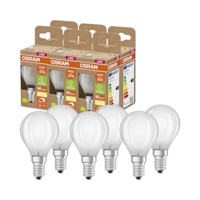 Abbildung von OSRAM SUPERSTAR+ CLASSIC P GLFR 40 LED Lampe, E14, Miniballform, 2,9W, 470lm, 2700K, warmweißes Licht, dimmbar, Filament Technologie, sehr geringer Energieverbrauch, Energieeffizienzklasse C