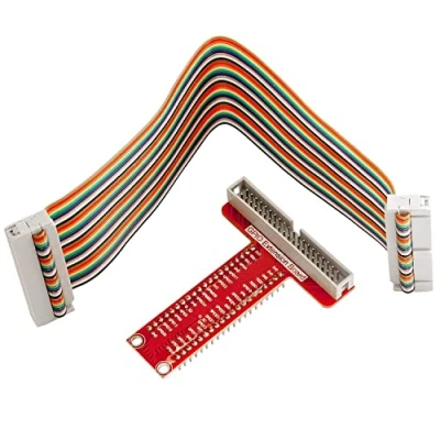 Abbildung von AZDelivery 40 Pins GPIO Breakout Board und kompatibles Flachband Ribbon Kabel kompatibel mit Raspberry Pi