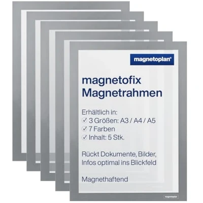 Abbildung von magnetoplan magnetofix Sichtfenster Format DIN A4 VE 5 Stk Rahmen grau