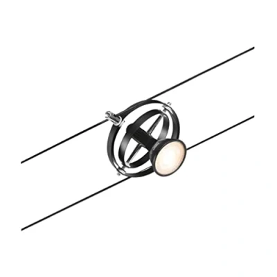 Abbildung von Paulmann 94441 CorDuo Seilsytem Einzelspot Cardan DC max. 10 Watt Seilleuchte erweiterbar Schwarz matt Kunststoff GU5,3 Drahtseilsystem ohne Leuchtmittel