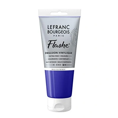 Abbildung von Lefranc Bourgeois 300639 Flashe Acrylfarbe &amp; Vinylfarbe, hochpigmentiert, elastisch, lichtecht, alterungsbeständig, matt, für den Innen Außenbereich, 80ml Tube Ultramarinblau