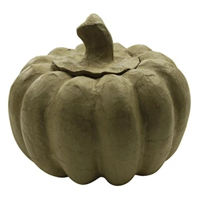 Abbildung von Decopatch Décopatch BT033O Box in Kürbisform aus Pappmaché, 15 x 13 cm, zum Verzieren, perfekt für Halloween, Kartonbraun