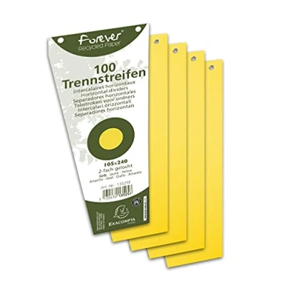 Abbildung von Exacompta 13525B 100er Pack Karton Trennstreifen. Trapezform gelb. Für eine übersichtliche Anblage Ihrer Dokumente. Trennlaschen Trennblätter Ordner Register Blauer Engel, 10x24
